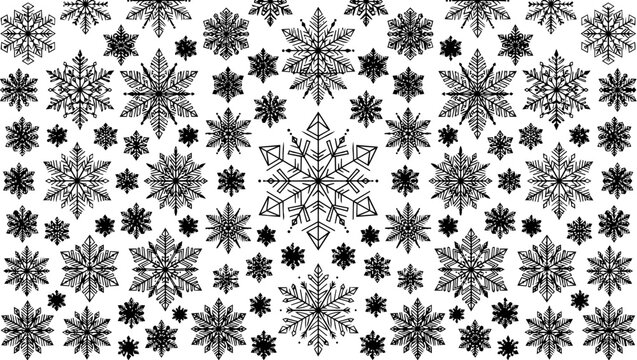 Black and white snowflake pattern for winter holidays and Christmas