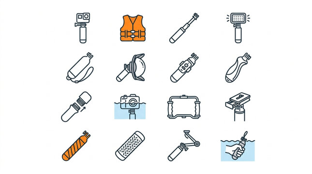 Collection of various tools and equipment icons.