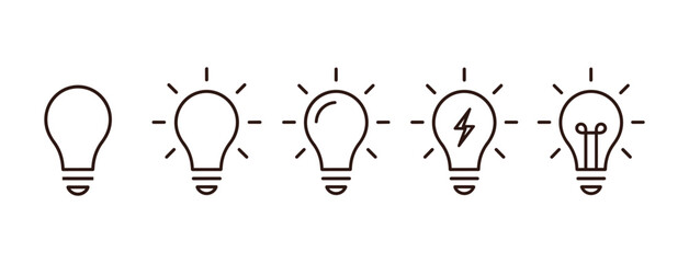 Light Bulb Idea Process Line Art Illustration. © Kasasagi