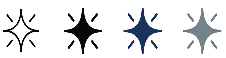 AI interface magic sparkle icon in four styles featuring star ray, thin line, regular line, filled, duo color for UI UX app design. © Ashraful 2