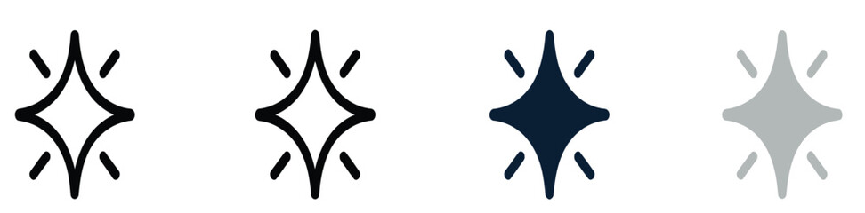 AI interface magic sparkle icon in four styles featuring star ray, thin line, regular line, filled, duo color for UI UX app design. © Ashraful 2