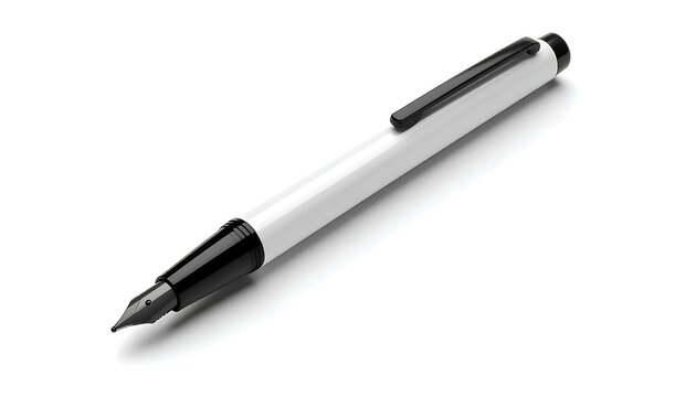Black and white ballpoint pen isolated on white background.