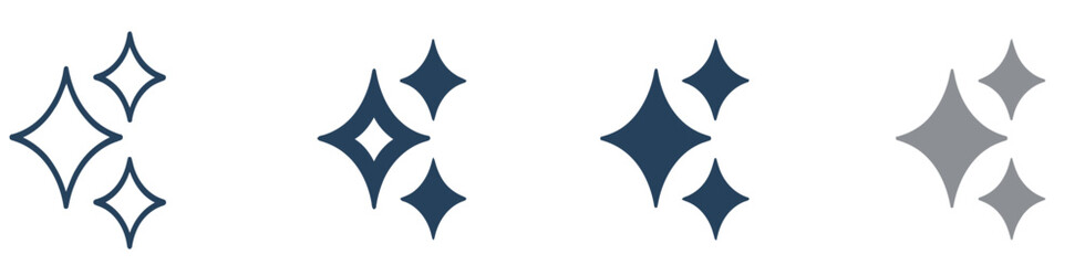 AI interface magic sparkles vector icon featuring artificial intelligence stars in thin, regular, filled, and duo color styles for UI UX app design. © Ashraful 2