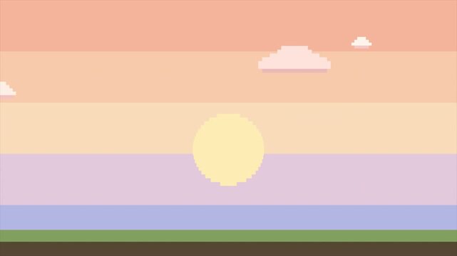 Pixel Art Dawn Sunrise Pastel Sky Clouds 8 Bit Retro Game Background Looping Animation