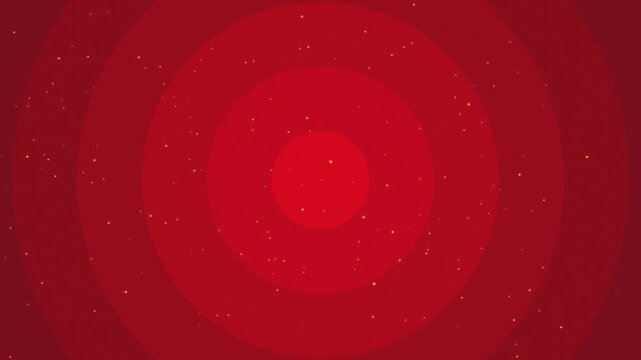 Red Concentric Circles Tunnel Motion Background with Gold Particles Loop Animation.