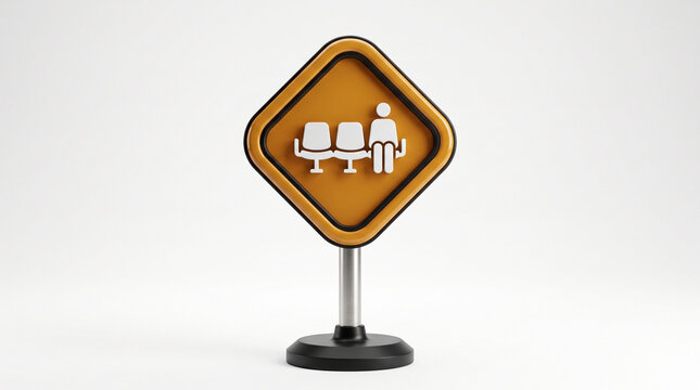 Yellow sign indicating a public waiting area