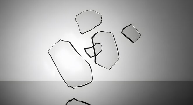 Abstract geometric shapes with metallic outlines. Modern minimal design for creative projects.