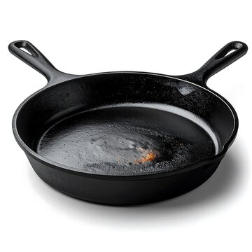 Black Cast Iron Skillet with Dual Handles.