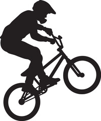Fototapeta premium Action silhouette of bmx cyclist jumping in air for extreme sports competition graphics.
