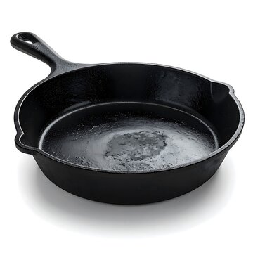 Black Cast Iron Skillet with Handle.