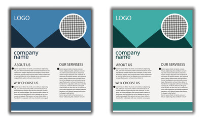 Naklejka premium Business Leaflet Brochure Flyer Template Design Set. Corporate Flyer Template A4 Size Creative Business Flyer Brochure Template Design, abstract business flyer, vector template design.