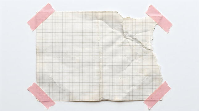 Blank paper note attached with pink adhesive tape