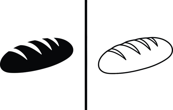 Bread Loaves with Different Crust Textures in Black and White Vector Illustration