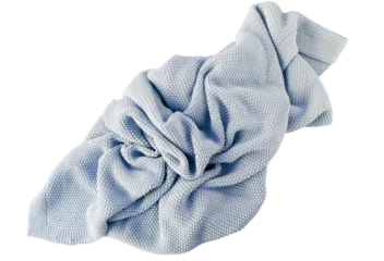 Blue knitted blanket isolated png file on trahsparent background. Cutout object © irenastar