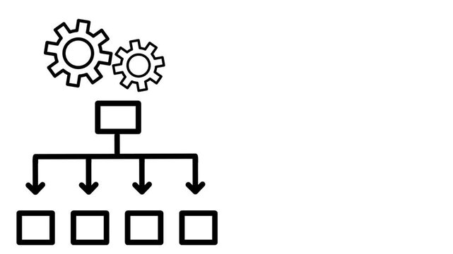 Workflow automation concept&nbsp;featuring gear icon&nbsp;and process flowchart. Visual&nbsp;representation of efficient&nbsp;task management, streamlined&nbsp;operations, and business&nbsp;productivity.