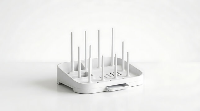 Minimalist Baby Bottle Drying Rack Isolated On White Background