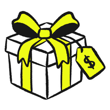 Gift Box with Price Tag Commercial Offer Illustration