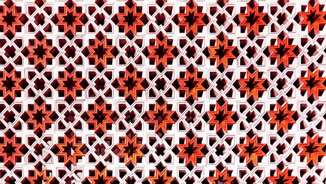 Decorative Breeze Block Wall Texture with Repeating Geometric Lattice Design