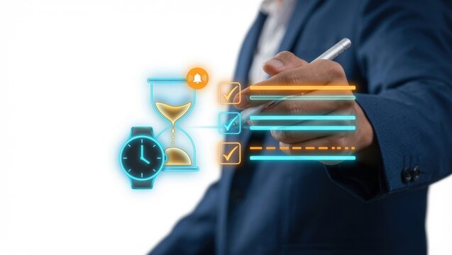 Time Management and Productivity Optimization -Digital Checklist Interface with Deadline Reminder, Task Tracking, Workflow Planning, and Business Efficiency Scheduling Concept