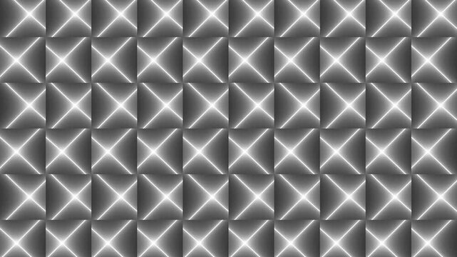 Glowing White Neon Diagonal Cross Pattern Loop Animation | Monochrome Geometric Motion Background | 4K Seamless VJ Overlay Stock Video Footage for Video Editors.