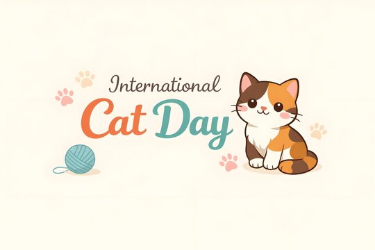 international cat day cute kitten illustration background with copy space