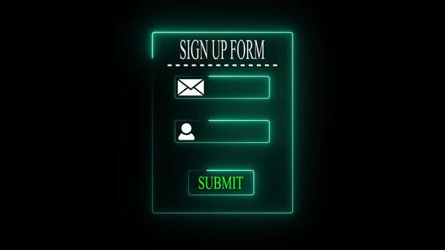 Green sign up form interface concept on the transparent background. Perfect for user registration, account creation and digital 4k animation.