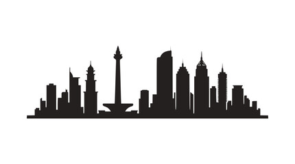 Fototapeta premium Jakarta Skyline Silhouette Vector - Modern Cityscape with Monas Tower