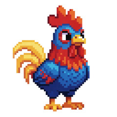 Fototapeta premium Pixel Art Rooster Transparent Background