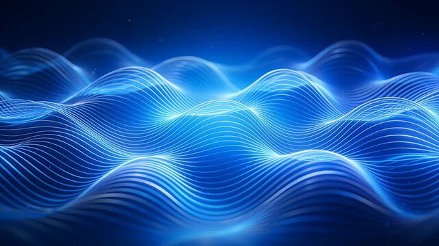 blue abstract waves dotted lines digital energy visualization
