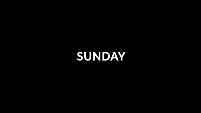 Monday to Sunday Days of the Week Scrolling Text Animation on Transparent Background. Weekday Names Vertical Scroll Animation in 4K .7 Days of the Week Text Transition  ,Weekly Calendar Animation