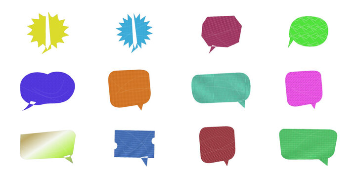 Colorful speech and thought bubble icons set