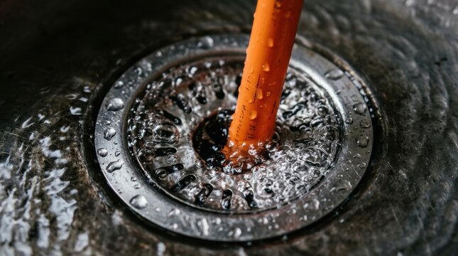 Close-Up of Bathroom Sink Drain Cleaning with Foam and Bubbles, Shower Floor Clean pipe cleaner