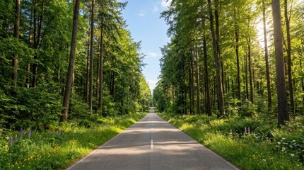 Obraz premium Scenic Outdoor View of a Bright and Sunny Spring Day on the road