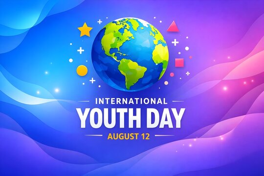 international youth day colorful globe background with copy space