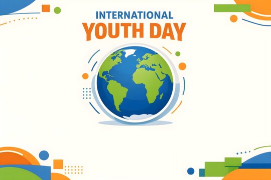 international youth day background with globe illustration and copy space