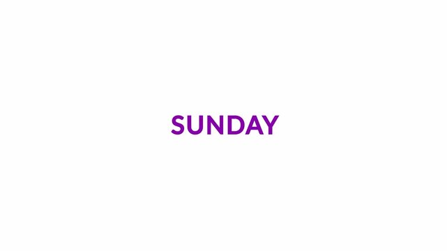 Monday to Sunday Days of the Week Scrolling Text Animation on Transparent Background. Weekday Names Vertical Scroll Animation in 4K .7 Days of the Week Text Transition  ,Weekly Calendar Animation
