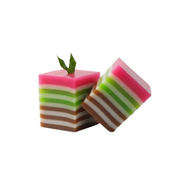 CONTRIBUTOR - slice of kue lapis pink green indonesian cake cuisine dessert jajan pasar with pandan