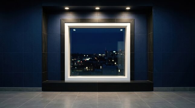 Contemporary Minimalist Display Showcase with Clean Interior Lighting in Modern Setting. empty design
