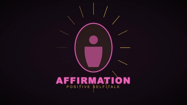 Affirmation positive self-talk concept animation with minimalist human and radiant glow effect 4k mental health