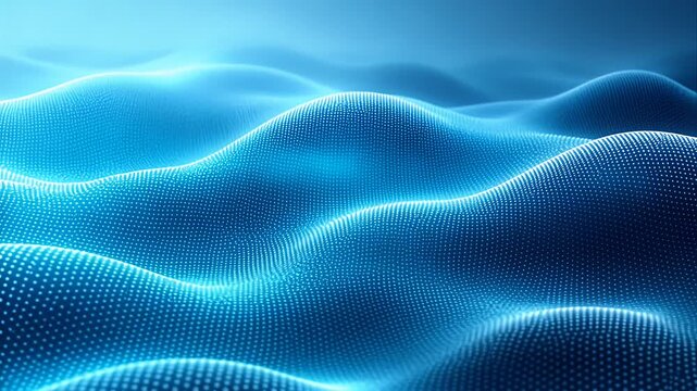 blue digital wave field with glowing particles, abstract sci fi background