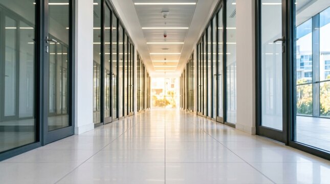 Contemporary Office Setting with a View through Blurred Window