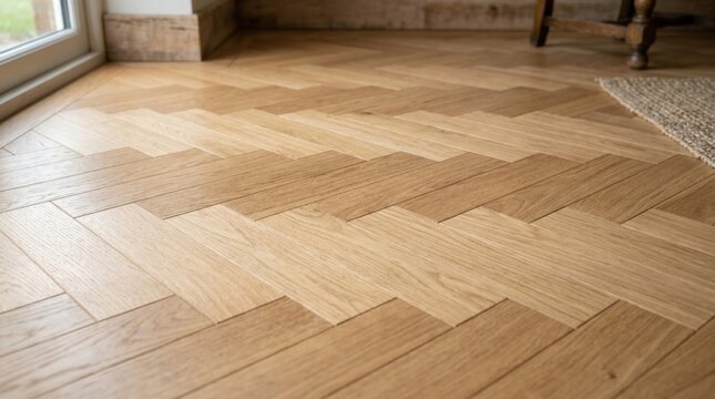 Versatile Chevron Wood Parquet Surface Ideal for Seasonal Flooring Design in Beautiful brown surface, suitable