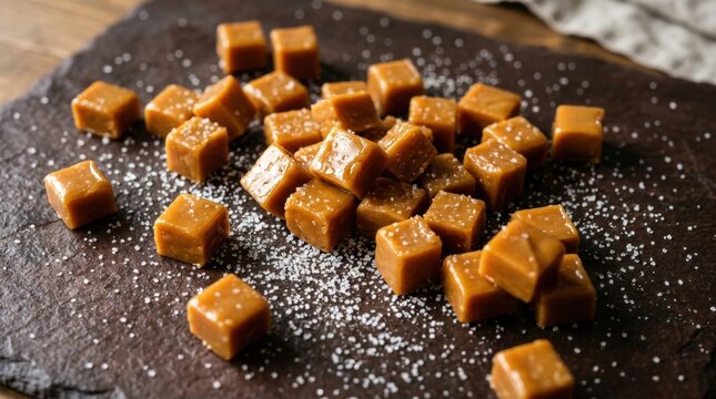 Delicious Golden Butterscotch Toffee Caramels and Salted Caramel Pieces with Sea Salt