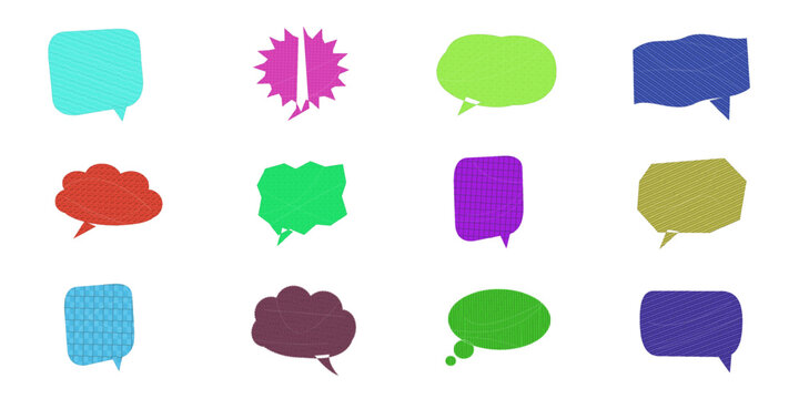 Colorful set of speech and thought bubble icons