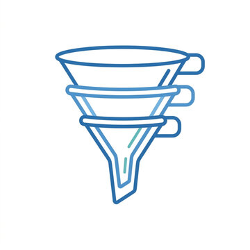 Stacked Funnel Line Art Illustration Vector.