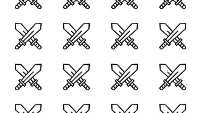 Crossed sword icons scrolling vertically in a looping minimal flat motion background animation.
