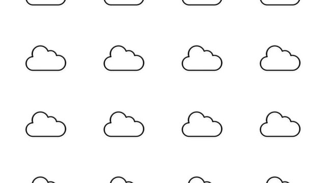 Minimalist cloud pattern animation moving vertically against white background for digital media.