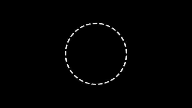 Minimalist rotating dashed white circle animation on black background for digital interfaces.