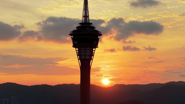 Aerial View of Macau Tower at Sunset, Macau