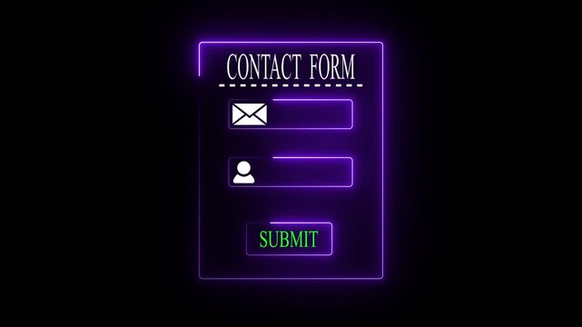 Purple contact form interface concept on the transparent background. Perfect for online contact, user message form and website communication 4k animation.